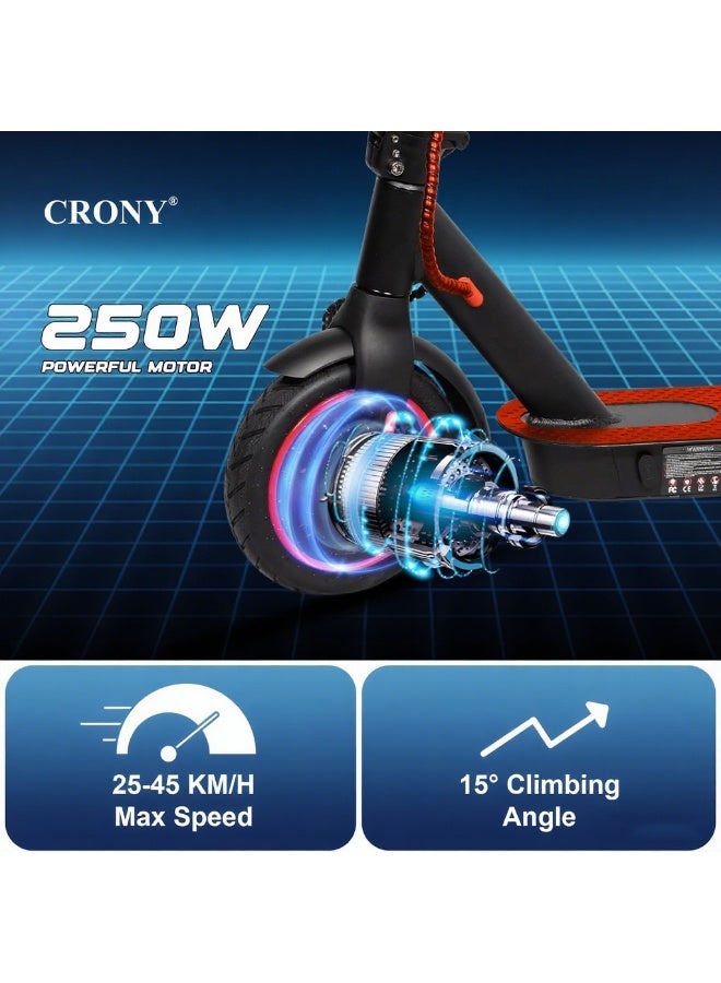 Crony M365 app Fast E-Scooter For Kids/Teens, Up To 45km/H, 250w Motor, 36v 7.8ah Battery, 8.5"Tires, App Controlled Lightweight Foldable With Led Headlights High-Speed Electric Scooter, Anti-Slip Deep-Tread Rubber Tires, Rear Disc Brake, 120kg Max Load, Smart Scooter With App Connectivity, Portable Aluminum Frame For Adults, Heavy-Duty, Travel-Ready Design – Red - Image 2